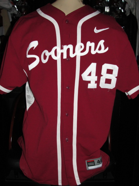 Oklahoma Sooners #48 Crimson Game Used/Worn Baseball Jersey